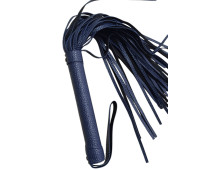 Классическая кожаная плеть с петлей на рукояти Premium Dark blue