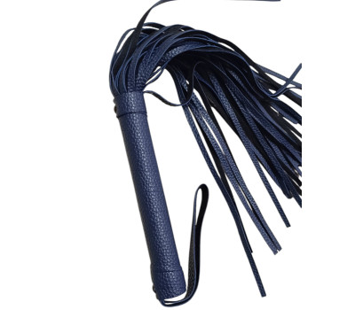 Классическая кожаная плеть с петлей на рукояти Premium Dark blue