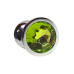 Металлическая анальная пробка Silver, light green crystal размер М