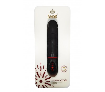 Вибратор с оригинальным дизайном и ребристой поверхностю AMOR BIG VIBRATOR ANGELUS Black (Приложение НЕ Функционирует!)