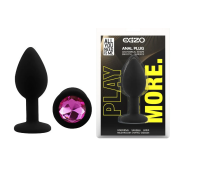 Силиконовая анальная пробка EGZO - Silicone Black Round Plug Rose, size S