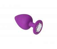 Анальная пробка с кристаллом, Purple Silicone Diamond, M