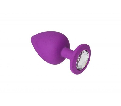 Анальная пробка с кристаллом, Purple Silicone Diamond, M