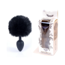 Анальная пробка ( размер S ) с хвостом Boss Series - Silicon PLUG Bunny Tail Black