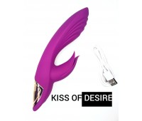 Стимулятор клитора и точки G "Kiss of desire", цвет фиолетовый, 10 режимов вибрации, 3 режима скорости