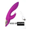 Стимулятор клитора и точки G "Kiss of desire", цвет фиолетовый, 10 режимов вибрации, 3 режима скорости