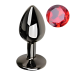 Анальная пробка с кристаллом EGZO - Dark Gray Round Plug Red, size S