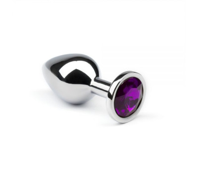Металлическая анальная втулка с фиолетовым кристаллом Silver Amethyst, L
