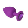 Анальная пробка Purple Silicone Amethyst фиолетовая силиконовая с фиолетовым кристаллом, M