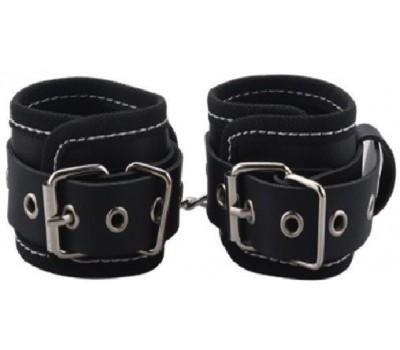 Наручники BDSM-NEW PVC Handcuffs Woven Belt Edge Sealing With Chain, Black