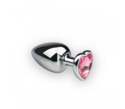 Анальная пробка, Silver Heart Pink Topaz, L