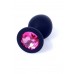 Анальная пробка черная с камнем Plug-Jewellery Black Silicon PLUG Medium- Pink Diamond