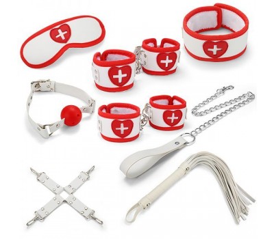 Набор для БДСМ игр BDSM-NEW PVC Nurse Bondage Set, White