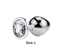 Металлическая анальная втулка Silver white crystal, размер L