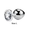Металлическая анальная втулка Silver white crystal, размер L
