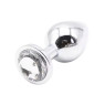 Металлическая анальная пробка Silver white crystal, размер М