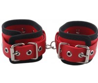 Наручники BDSM-NEW PVC Handcuffs Woven Belt Edge Sealing With Chain, Red