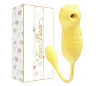 Вагинально-клиторальный вибратор "Fun Bear", 5 реж. вакуума, 10 реж. вибрации, жёлтый