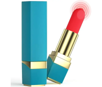 Вибратор для клитора помада "Lipstick", голубой, 10 режимов вибрации