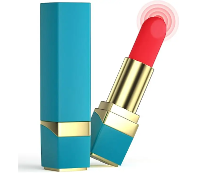 Вибратор для клитора помада "Lipstick", голубой, 10 режимов вибрации