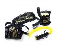 Кружевной БДСМ-набор - Lace Power, цвет: черно-желтый
