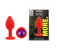 Силиконовая анальная пробка EGZO - Silicone Red Round Plug Purple, size S Силиконовая анальная пробка EGZO - Silicone Red Round Plug Purple, size S