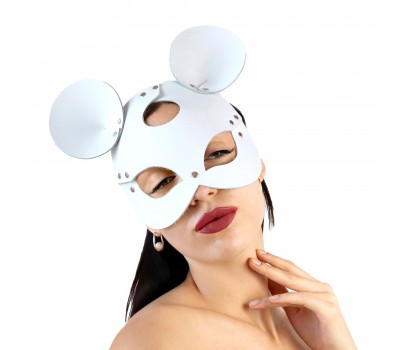 Кожаная маска зайки Art of Sex - Mouse Mask, цвет Белый