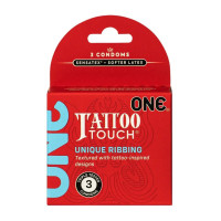 Презервативы ONE Tattoo Touch 3 шт, картонная коробка (мятая упаковка!!!)