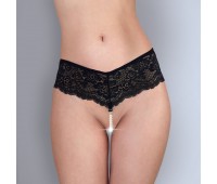 Сексуальные женские трусики Fabiana с жемчугом черные, размер XS-M