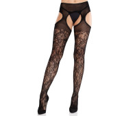 Колготки Leg Avenue Cross Hatch Floral Lace Suspender Hose One Size