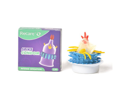 Насадка на член Recare Spike Condom Purple (презерватив с усиками и рядами шипов)