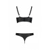 Комплект из эко-кожи Passion Malwia Bikini black S/M: с люверсами и ремешками, бра и трусики