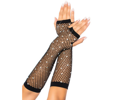 Митенки Leg Avenue Rhinestone Fishnet Arm Warmers Black