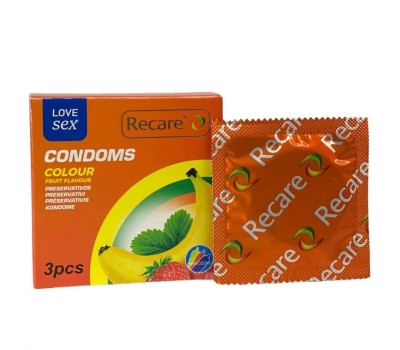 Презервативы Recare Color Fruit Flavour Condoms 3 шт, ароматы: мята, банан, клубника