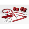 Набор Feral Feelings BDSM Kit 7 Red, наручники, поножи, коннектор, маска, паддл, кляп, зажимы