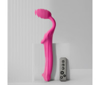 Безремневой страпон с вибрацией Strap-On-Me Vibrating Fuchsia M, диаметр 3,8 см, пульт ДУ, регулируемый