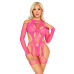 Бодистокинг Leg Avenue Fishnet Garter Harness and Teddy One Size Neon Pink