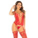 Комплект Leg Avenue Cami Garter with Stockings and String One Size, Red