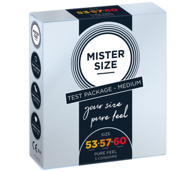 Набор презервативов Mister Size - pure feel - 53–57–60 (3 condoms) (мятая упаковка!!!)