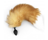 Силиконовая анальная пробка с хвостом из натурального меха Art of Sex size M Foxy fox