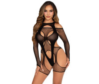 Бодистокинг Leg Avenue Fishnet Garter Harness and Teddy One Size Black Бодистокинг Leg Avenue Fishnet Garter Harness and Teddy One Size Black