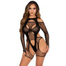 Бодистокинг Leg Avenue Fishnet Garter Harness and Teddy One Size Black