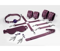 Набор Feral Feelings BDSM Kit 7 Burgundy, наручники, поножи, коннектор, маска, паддл, кляп, зажимы
