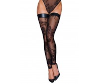 Чулки Noir Handmade F243 Tulle stockings with patterned flock embroidery - S