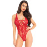 Leg Avenue Floral lace thong teddy OS Red