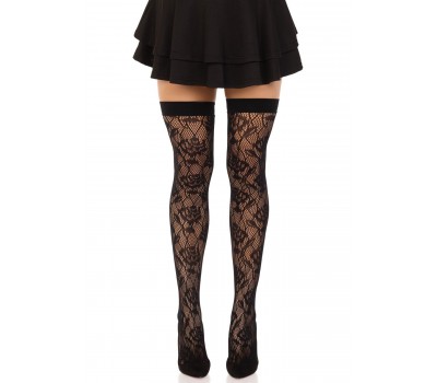 Чулки Leg Avenue Wild rose net thigh highs One Size