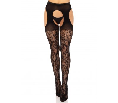 Чулки Leg Avenue Eyelet lace suspender hose Black One Size