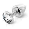 Анальная пробка со стразом Diogol ANNI round silver plated 25мм