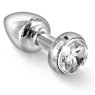 Анальная вибропробка со стразом Diogol Annixitting silver 34мм