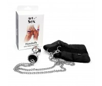 Наручники с металлической анальной пробкой Art of Sex Handcuffs with Metal Anal Plug size M Black